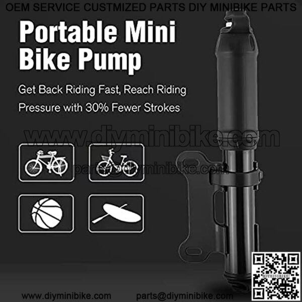 Bike Pump with Presta & Schrader Valves, 100 PSI Bicycle Pump for Electric Bike Tire Pump Mini Bike Air Pump Handheld Portable Bike Pump Universal Small High Pressure Ball Needle Accessories - Image 5