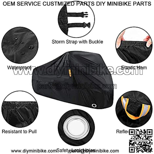 Motorcycle Cover ,210T Waterproof Motorbike Cover for Outside Storage Anti Dust Rain UV Protection Mototcycle Covers with Lock-Holes Storage Bag - Image 3