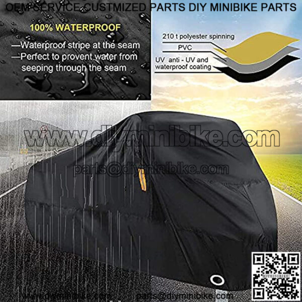 Motorcycle Cover ,210T Waterproof Motorbike Cover for Outside Storage Anti Dust Rain UV Protection Mototcycle Covers with Lock-Holes Storage Bag - Image 4