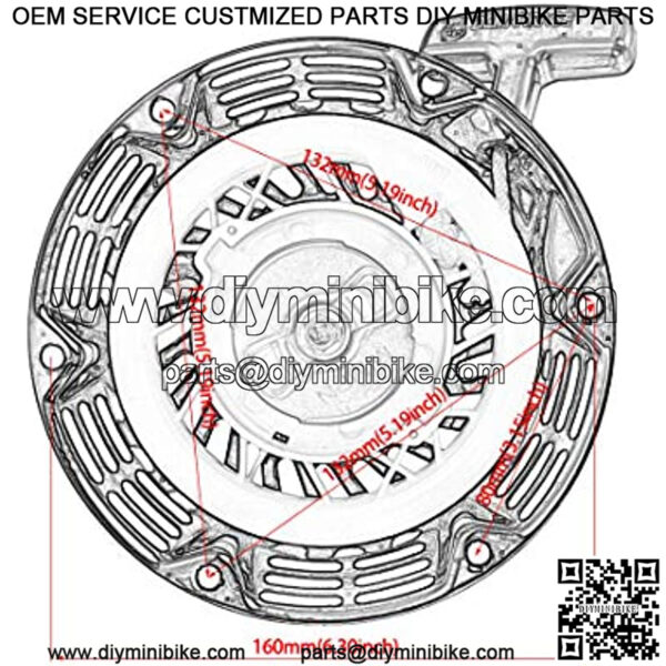Pull Recoil Starter Start for Baja Hensim Heat Warrior Mb165 Massimo Mb200 BT200X CT200U Trail CT200U-EX Mini Bike Motorsports Predator 212cc 196cc 6.5hp Hammerhead 80T Go Kart GX160 - Image 4
