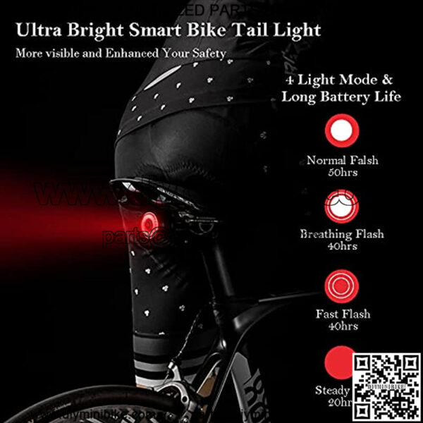 G Keni Smart Bike Tail Light, Brake Sensing Rear Lights, Auto On/Off, Waterproof, USB Rechargeable, Ultra Bright LED Warning Back Bicycle Flashlight, Cycling Safety Accessories - Image 2