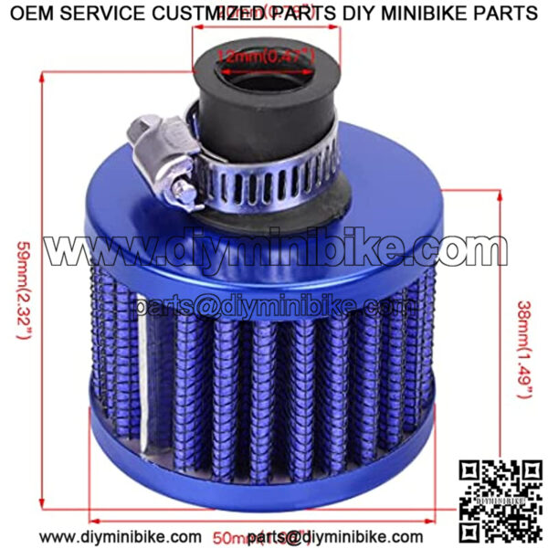 212cc Air Filter Jet Kit Cold Air Intake Filter Breather Turbo Vent Cleaner for Predator 196cc 6.5Hp GX160 GX200 TrailMaster MB200 Baja Warrior MB200 KT196 RB200 Mini Bike Go Kart Engine Blue - Image 2