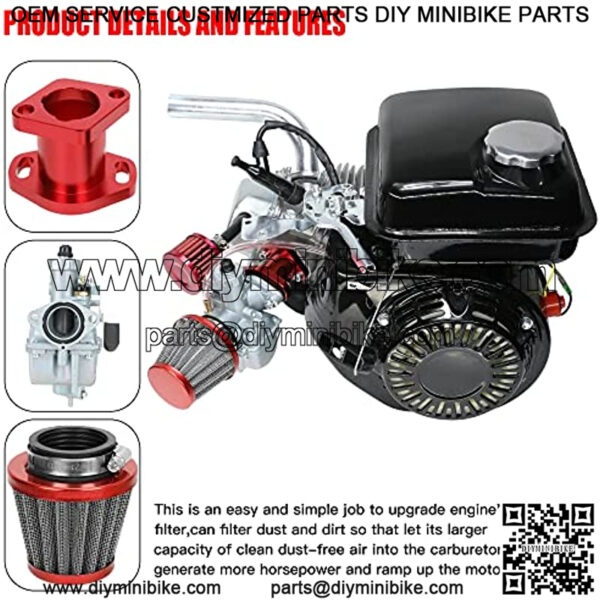 VM22 Carburetor Carb Performance Intake Manifold 38mm Air Filter Exhaust Pipe Kit for Freight Predator 212cc GX200 6.5hp Go Kart Engine 196cc CT200U KT196 Baja MB200 Moto Mini Bike Parts - Image 5