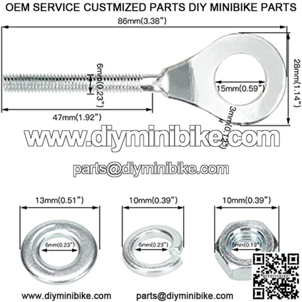 15mm Chain Adjuster Tensioner for 196cc 6.5HP CT200U CT200u-ex Massimo MB200 Baja Warrior MB165 MBX10 MBX11 Mini Bike 50cc-125cc CRF50 CRF70 XR70 XR80 Dirt Pit Bike Motorcycle ATV 2 Pcs - Image 3