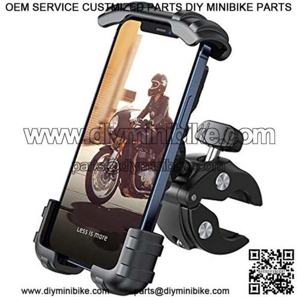 Bike Phone Holder Mount - Motorcycle Handlebar Phone Mount Clamp, One Hand Operation ATV Scooter Phone Clip for iPhone 12 / 11 Pro Max / X / XS, Galaxy S10 and 4.7"- 6.8" Cellphone - Black