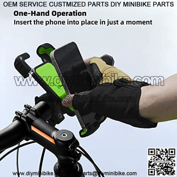 Bike Phone Mount Motorcycle Handlebar Cell Phone Holder Bicycle Phone Clamp, ATV One Hand Operation Universal Compatible Clip for iPhone 13 12 11, Galaxy S22 S21 and 4.7"- 6.8"Cellphone Green - Image 2