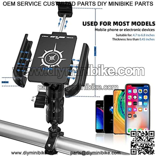 Metal Motorcycle Phone Mount - 360??Rotating All-Aluminum Alloy Bike Phone Mount, Universal Handlebar Bicycle Cell Phone Holder Suitable for iPhone 11 12 Pro Max Note20 and 4.7"- 6.8" Cellphone - Image 3