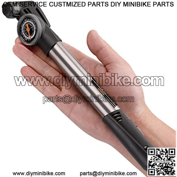 Mini Bike Pump with Pressure Gauge - Presta & Schrader Bike Tire Pump - 120 PSI Portable Bicycle Air Pump for Road & Mountain Bike