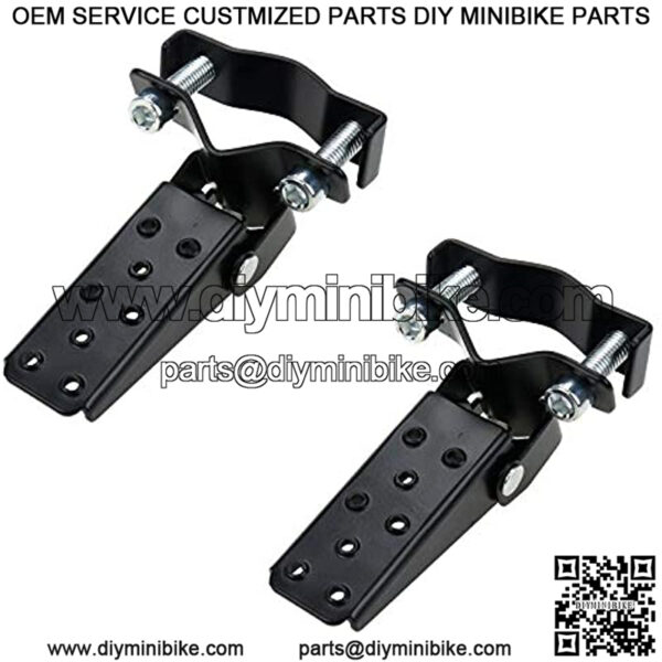 2 Pcs Foldable Foot Pedals, Universal Frame Clamp-On Type Folding Foot Step Pegs for Motorcycle (Black Plated)