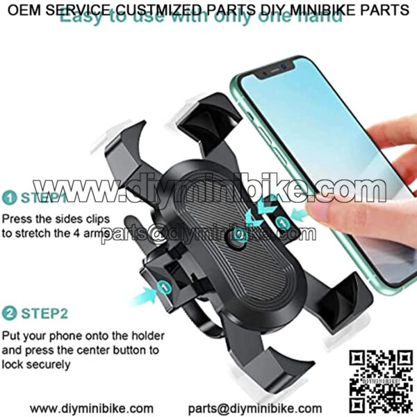 Motorcycle Phone Mount - with Easy and Automatic Mechanism for Catching The Phone, Phone Holder for Bike, Mountain Bike, Dirt Bike, ATV and More, Adjustable in All Directions 360 ?C Grey Black - Image 3