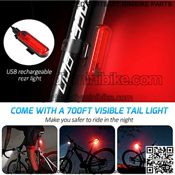 LED Bicycle Lights USB Front and Rear Rechargeable Bicycle Headlight Tail Lights, Bicycle Speedometer, Odometer Waterproof Front Lights, Suitable for All Mountain and Road Bikes - Image 3