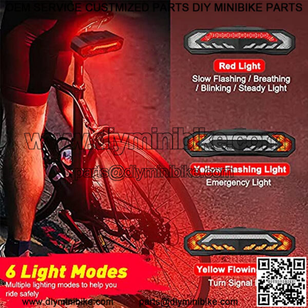 Smart Bike Tail Light with Turn Signals, Bike Horn Bike Alarm with Remote, Rechargeable Rear Bike Light, Waterproof Auto ON/Off Bicycle Lights Bike Turn Signals Brake Light - Image 2