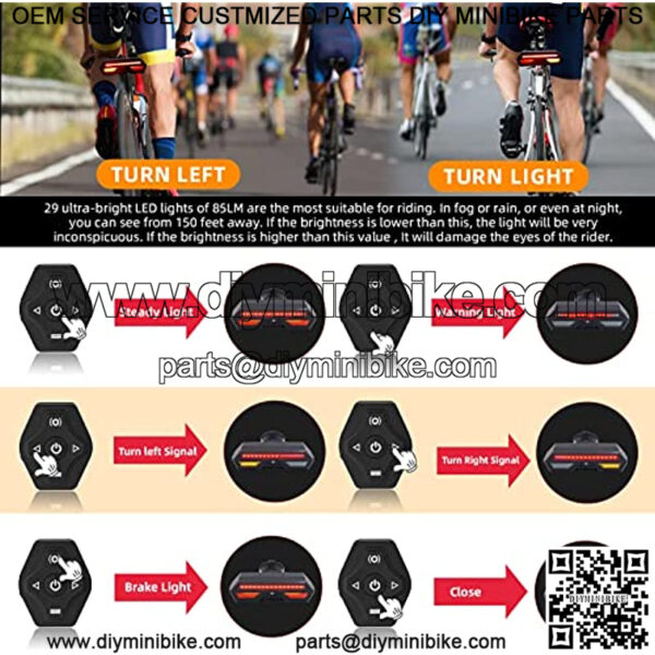 Bike Tail Light with Turn Signals-Wireless Remote Control Waterproof Bicycle Taillight-USB Rechargeable Ultra Bright Safety Warning Bike Brake Rear Lights-Easy Installation - Image 2