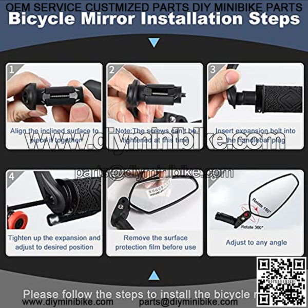 Rear Bike Mirror, 2 Packs Large Foldable Bicycle Mirror, Bike Mirror Rotatable and Adjustable Wide Angle Handlebar The Handlebar 1.6-2.2cm(0.63in-0.87in) - Image 3