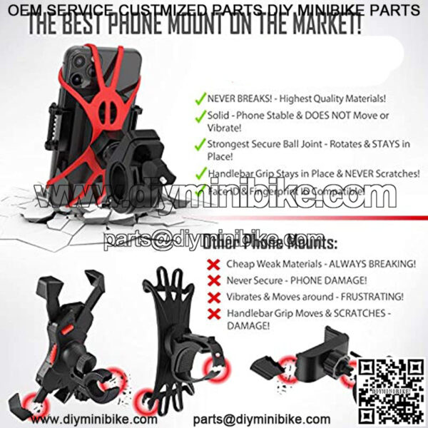 Premium Bike Phone Mount Holder, Motorcycle Phone Mount, 6 Color Bands Included, Cell Phone Holder for Bike ?C Universal Any Phone or Handlebar, Bike Phone Holder, ATV - Tool Free Install - Image 2