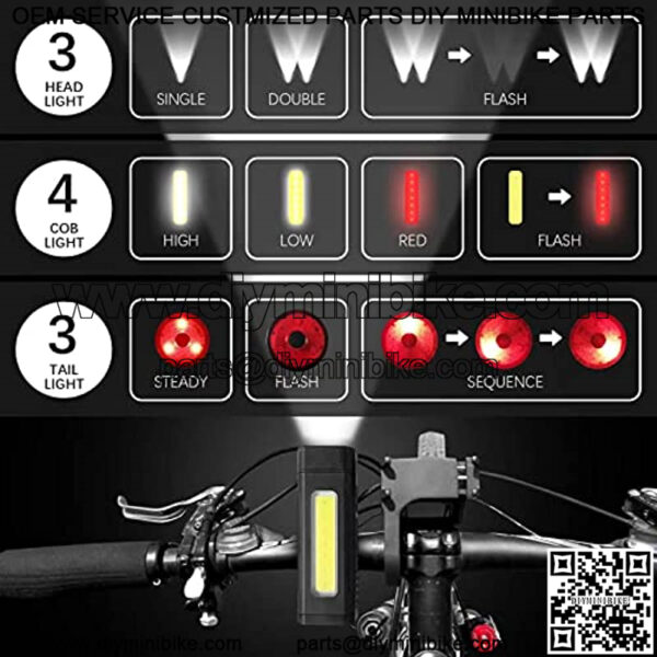 USB Rechargeable Bike Front Lights - 1000 Lumens Headlight & Tail Light Set-with COB Light- Water Resistant - Fits All Bicycles, Hybrid, Road, MTB - Image 2