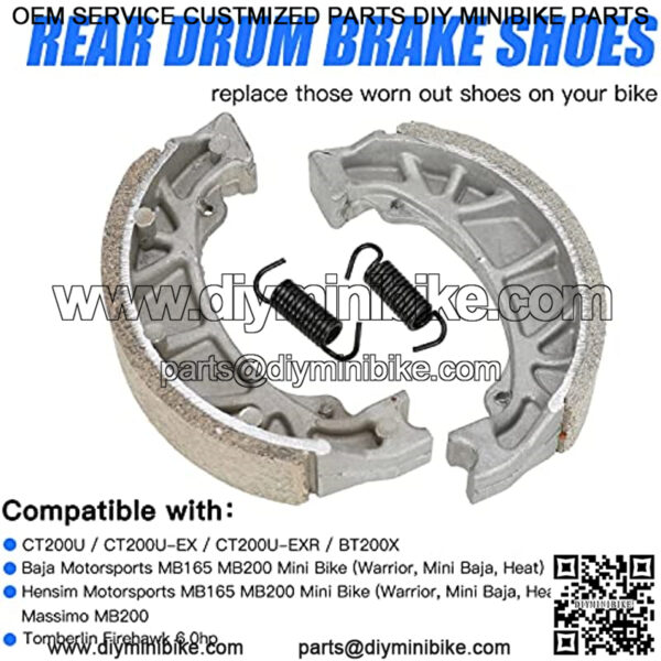 CG125 105mm Drum Brake Shoes Pads for 6.5hp 196cc Baja MB165 MB200 BT200X CT200U CT200U-EX Massimo Motorsports Mini Bike CRF70 TaoTao GY6 49cc 50cc Scooter Moped ATV 2 Pack - Image 5