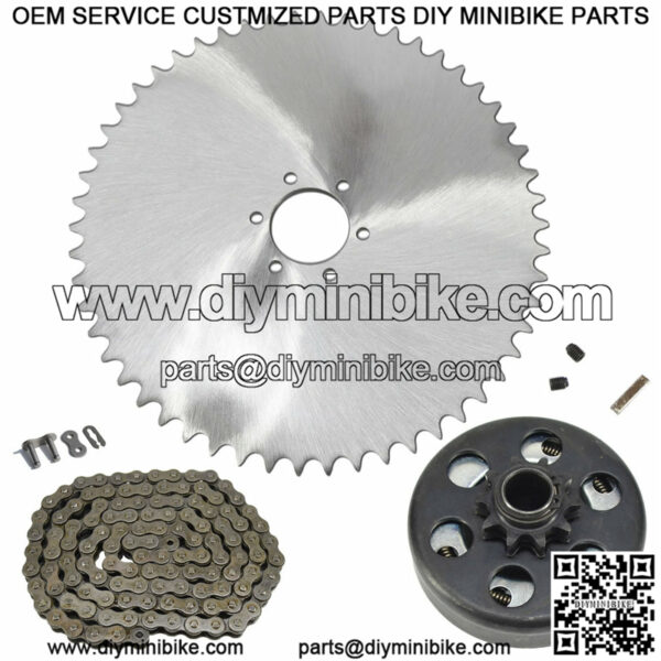 Mini Bike 6 Hole 420 Sprocket, 5' Chain & Clutch.