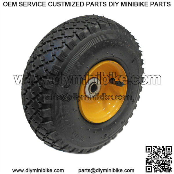 10" Pneumatic Tire with Steel Rim (P49 Pro Gold) 3.00-4 Tire, 5/8" Bearings