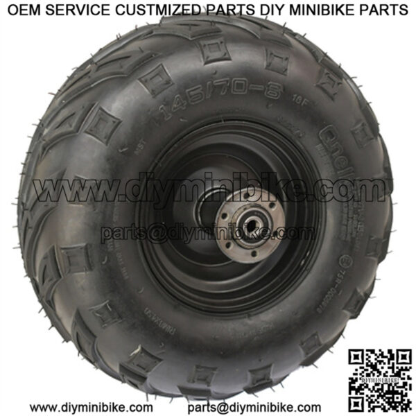 Minibike 6" Rear Steel Wheel Assembly, 145x70-6 V Tread