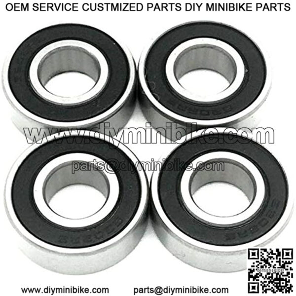 4 Bearings Front and Rear Wheel Bearing Set Compatible with Coleman Powersports CT200U, CT200U-EX Trail 200 Mini Bike, Baja MB165 MB200 Mini Bikes Part# GB276-89/6202Z