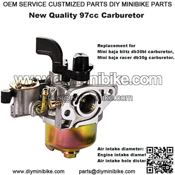 97cc Carburetor for 97cc 2.8hp Mini Baja Doodlebug Doodle Bug Db30 Dirt Pit Mini Bike Carburetor 3/5" Air Intake with 22mm Twist Throttle Handle Grip Cable - Image 3