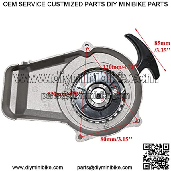 Alloy Pull Start Recoil Starter + Screws + 3mm Pull Cord + 2 Fuel Pipes for 2 Stroke 47cc 49cc Pocket Coolster SSR SX50 Mini Dirt Bike Moto Quad ATV Gray - Image 2