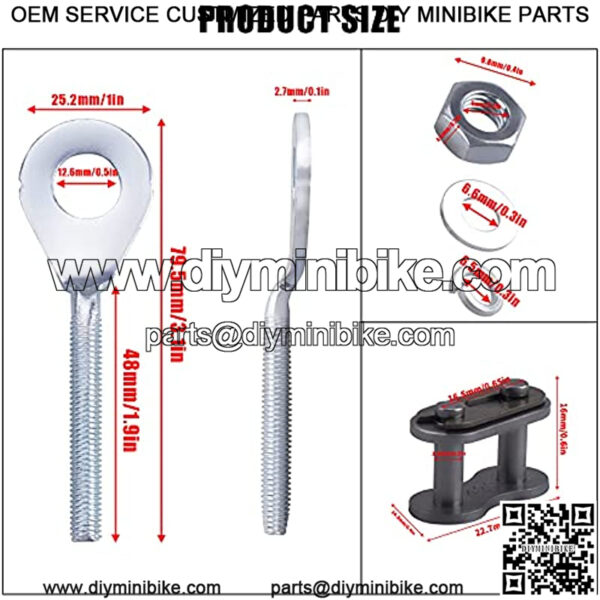 Chain Adjuster Tensioner Compatible with Honda XR50R XR70R CRF70F CRF80F CRF100F CT70 XL75 XL80S XL100S XR100 with 4pcs 420 Chain Connector Links - Image 3