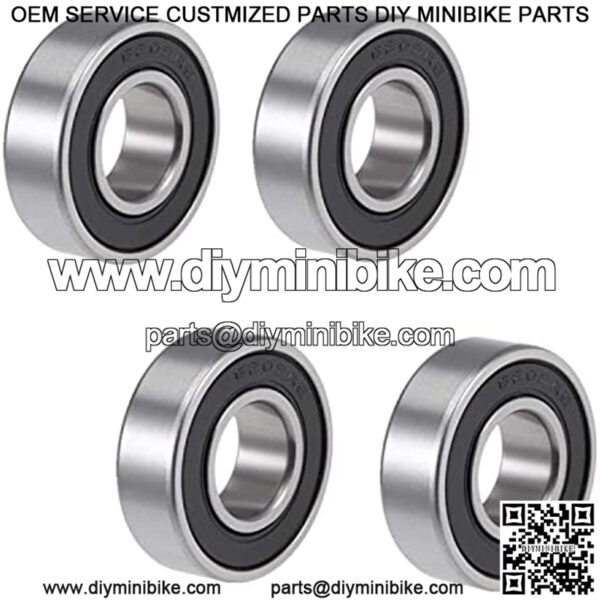 Front and Rear Wheel Bearing Set fit Coleman Powersports CT200U, CT200U-EX Trail 200 Mini Bike, Baja MB165 MB200 Mini Bikes Part# GB276-89/6202Z (4, RS)