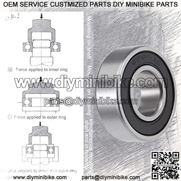 Front and Rear Wheel Bearing Set fit Coleman Powersports CT200U, CT200U-EX Trail 200 Mini Bike, Baja MB165 MB200 Mini Bikes Part# GB276-89/6202Z (4, RS) - Image 2