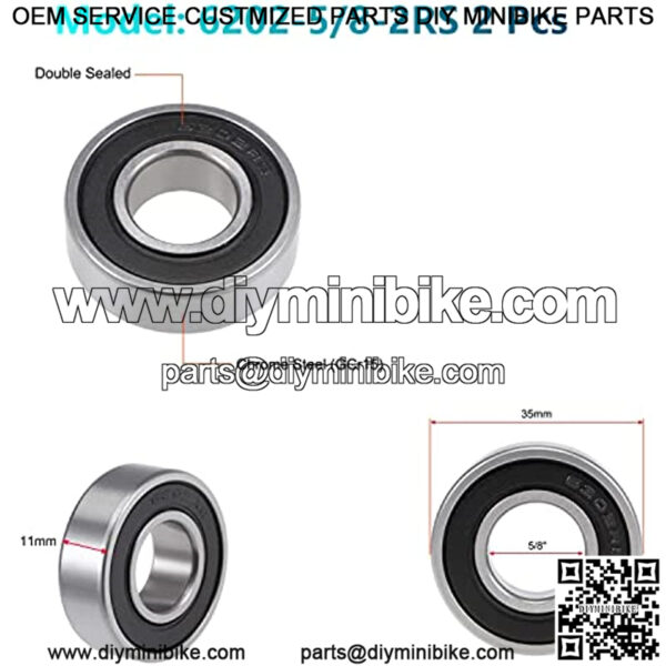 Front and Rear Wheel Bearing Set fit Coleman Powersports CT200U, CT200U-EX Trail 200 Mini Bike, Baja MB165 MB200 Mini Bikes Part# GB276-89/6202Z (4, RS) - Image 4