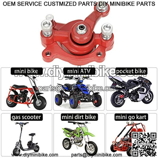 Rear Disc Brake Caliper and Pads for 97cc 2.8HP Baja Doodle Bug DB30 Hensim (Blitz, Dirt Bug, Racer) MVS10 Electric Razor MX500 Mini Bike 43 47 49cc Mini ATV Goped Scooter Dirt Pocket Bike Red - Image 4