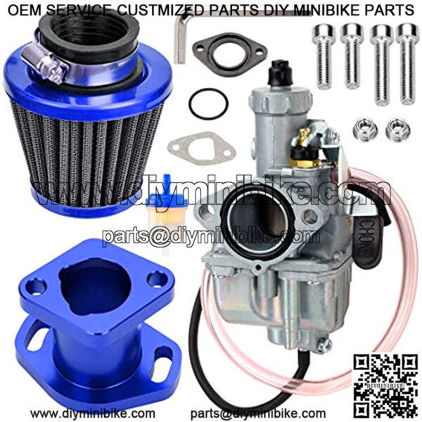 VM22 26mm Carburetor Carb Upgraded Performance Intake Mainfold Adapt 38mm Air Filter Kit for Predator 212cc 6.5hp GX200 196CC BK200 CT200U Baja MB165 MB200 Heat Mini Bike Go Kart Blue