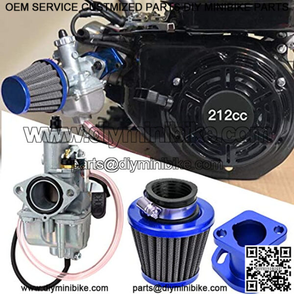 VM22 26mm Carburetor Carb Upgraded Performance Intake Mainfold Adapt 38mm Air Filter Kit for Predator 212cc 6.5hp GX200 196CC BK200 CT200U Baja MB165 MB200 Heat Mini Bike Go Kart Blue - Image 5