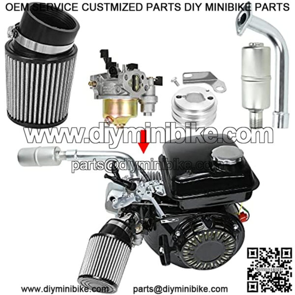 Upgrade Carburetor Air Filter Adapter Exhaust Pipe Muffler Jet Kit for Predator 212cc 196cc 6.5Hp Trailmaster Baja Massimo MB200 GX160 GX200 Mini Bike Go Kart Engine Performance Parts Silver - Image 5