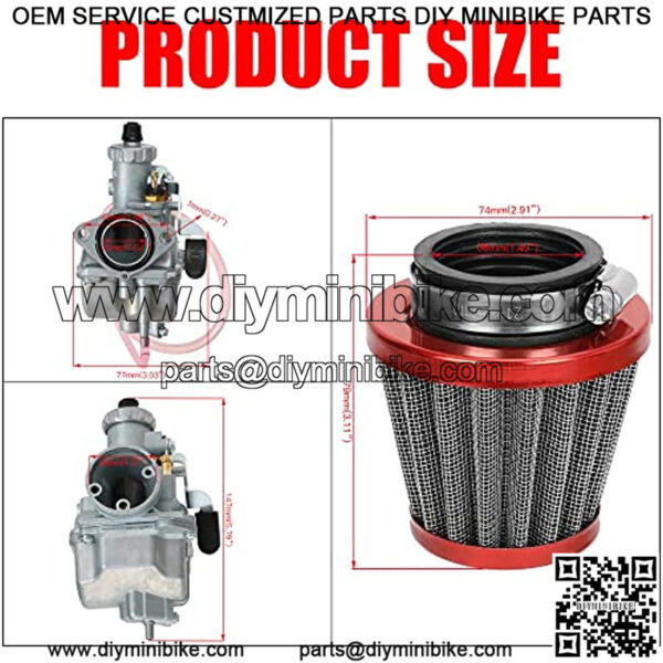 VM22 Carburetor Carb Intake Manifold Air Filter with Mini Air Filter Kit for Predator 212cc 196cc 6.5hp GX160 GX200 Baja MB200 CT200U BT200x KT196 CT200U-ex Go Kart Mini Bike Parts - Image 2