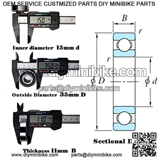 4 Racing Wheel Bearing for Coleman BT200X CT200U Trail CT200UEX, Baja MB165 MB200 Mini Bike, Front and Rear Wheels Bearings Replacement Parts, 6202RS (Pack of 4) - Image 3