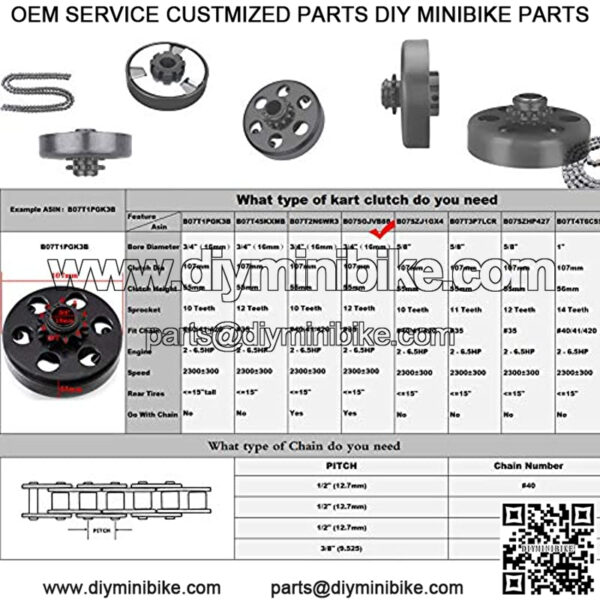 Centrifugal Clutch 3/4" Bore #35 Chain 12 Tooth for Go Karts Mini Bike Replace Parts (12T Centrifugal Clutch with #35 Chain) - Image 4