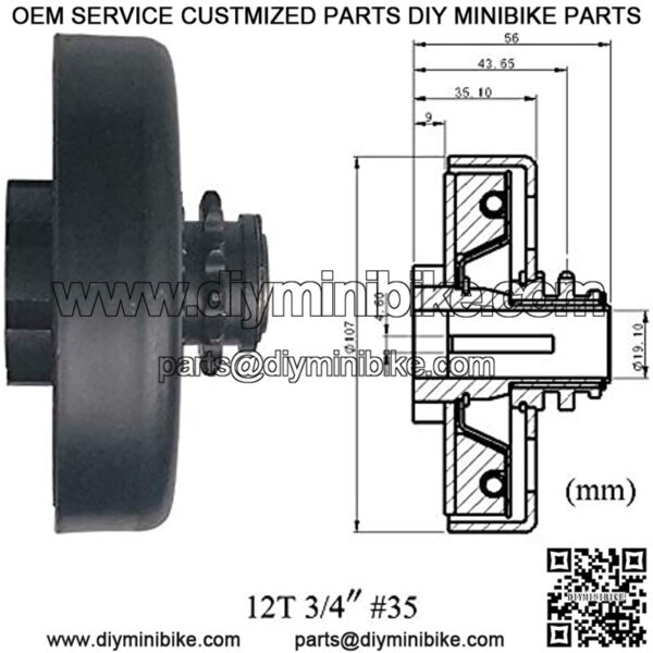 Centrifugal Clutch 3/4" Bore #35 Chain 12 Tooth for Go Karts Mini Bike Replace Parts (12T Centrifugal Clutch with #35 Chain) - Image 5