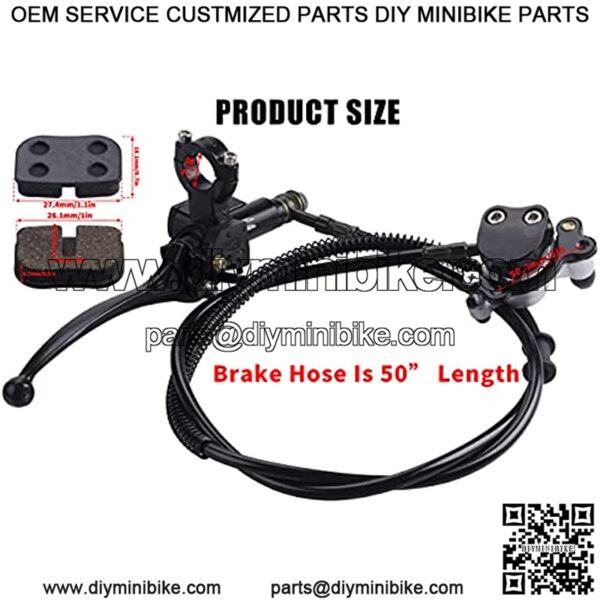 Motor Upgraded Hydraulic Brake System The Left Of The 7/8" Handlebars 50 inch Hose Compatible with Mini Bike Baja Doodlebug DB30 Minibikes Go Karts - Image 2