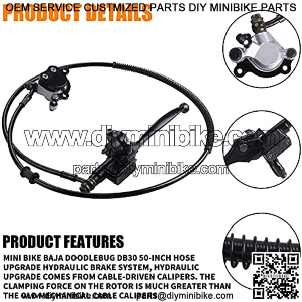 Motor Upgraded Hydraulic Brake System The Left Of The 7/8" Handlebars 50 inch Hose Compatible with Mini Bike Baja Doodlebug DB30 Minibikes Go Karts - Image 3