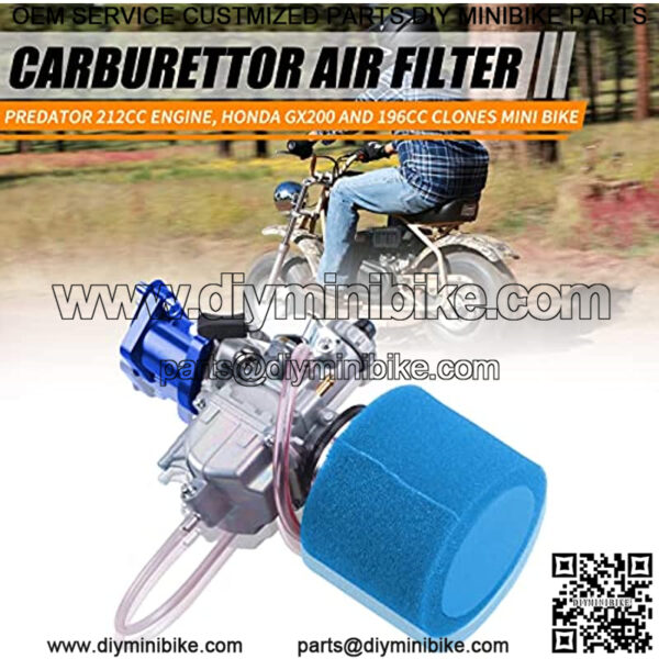 VM22 Racing Performance Mikuni Carburetor Carb Mainfold Intake Pipe Air Filter Fit For Predator 212cc GX160 Honda GX200 CT200U 196cc KT196 Clones Go Kart Mini Bike Race Kart (Blue) - Image 5