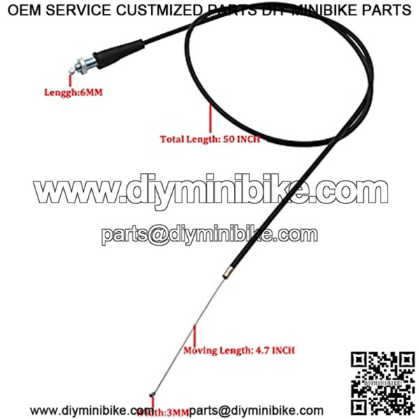 50" Throttle Cable with Straight Tip for Mini Baja MBX10 MBX11 MB165 MB200 5.5HP 6.5HP196cc Mini Bike Parts Black - Image 2