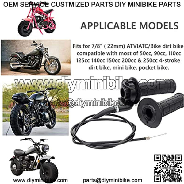 Mini Bike Throttle Handle Grip and Throttle Cable,22mm Twist Throttle 7/8inch For Mini Bike Parts CT200U Mb165 Mb200 196cc 200cc Doodlebug Bike Dirtbike ATV Quad Pit Bike - Image 5