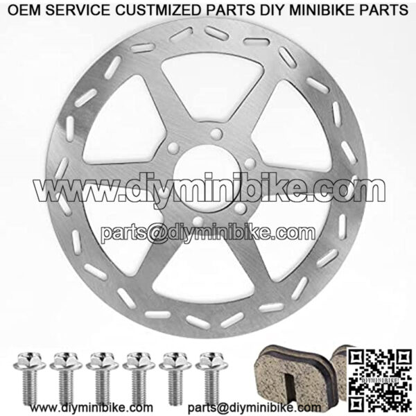 Rear Brake Disc Rotor with Pads for Baja Doodle Bug DB30 Blitz Monster Moto Motovox Mbx10 MBX11 80cc CT100U Trail 100 CC100X CK100 RT100 Trailmaster Hensim Mini Bike Go Kart TAOTAO ATD80A Parts