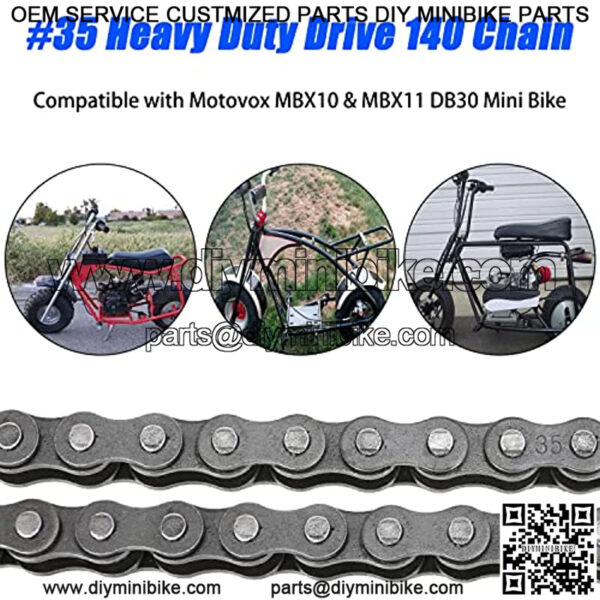 #35 Drive Chain 140 Links for 79cc 79.5cc 80cc 97cc 100cc 105cc 212cc 2.5hp Motovox MBX10 MBX11 Monster Moto Mega Moto MM-B80 MM-B105 Coleman CT100U Baja DB30 Predator Mini Trail Bike Go Kart - Image 4