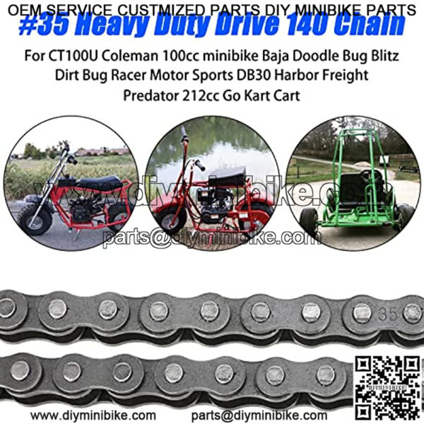 #35 Drive Chain 140 Links for 79cc 79.5cc 97cc 100cc 212cc Predator Coleman CT100U CC100X Baja Doodle Bug Dirt Bug Racer Blitz Viper DB30 Harbor Freight Motovox Go Kart Cart Mini Trail Bike - Image 4