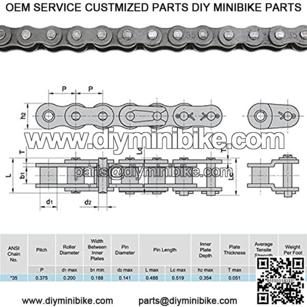 #35 Drive Chain 140 Links for 79cc 79.5cc 97cc 100cc 212cc Predator Coleman CT100U CC100X Baja Doodle Bug Dirt Bug Racer Blitz Viper DB30 Harbor Freight Motovox Go Kart Cart Mini Trail Bike - Image 5