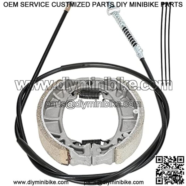 172mm 67 inch Rear Drum Brake Cable Line 105mm Brake Shoes Assembly for Coleman CT200U CT200U-EX BT200X Baja Warrior Heat MB165 MB200 Massimo 196cc 5.5hp 6.5hp Motor Mini Bike ATV Scooter Parts