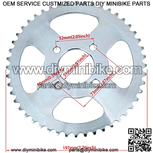 2" Bore 4 Hole 48 Tooth #40/41/420 Chain Rear Wheel Drive Sprocket with Master Link for Mini Bike Go Kart Parts - Image 2